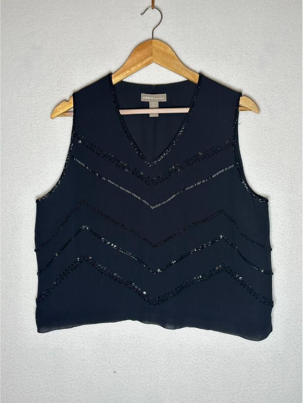 Valerie Separates Black V Neck Tank Top Women's Size XL